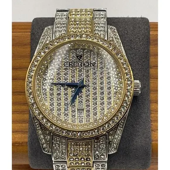 Mens Croton Balliamo 520 Swarovski Crystal Bling Watch Guaranteed Authentic